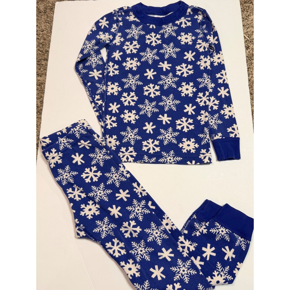 Hanna Andersson Kids Blue Snowflake Organic Cotton Pajama Set Size 5 110cm